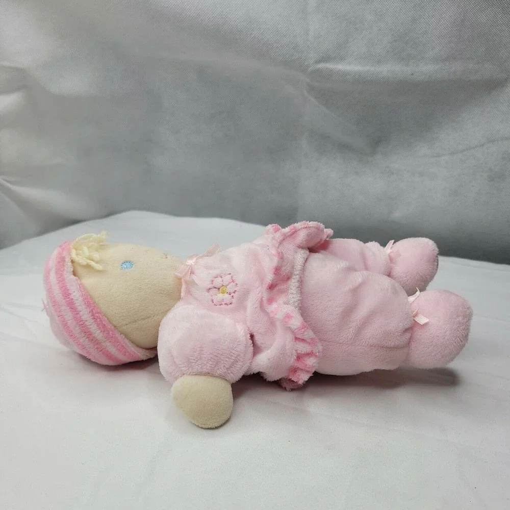 Carter’s Just One Year Pink Flower Blonde Hair Doll Dolly Rattle Lovey Flower